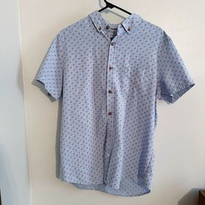 Sovereign Code Hawaiian Shirt Mens Large Flamingo‎ Tropical Short Sleeve Blue*